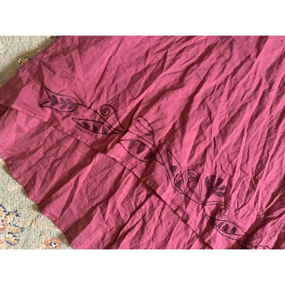 Nataya Victorian Lagenlook Boho Burgundy Embroidered Maxi Sleeveless Dress, 2X - Picture 3 of 6